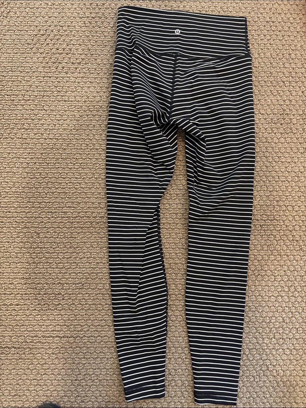 Lululemon Bkack and White Striped Leggings